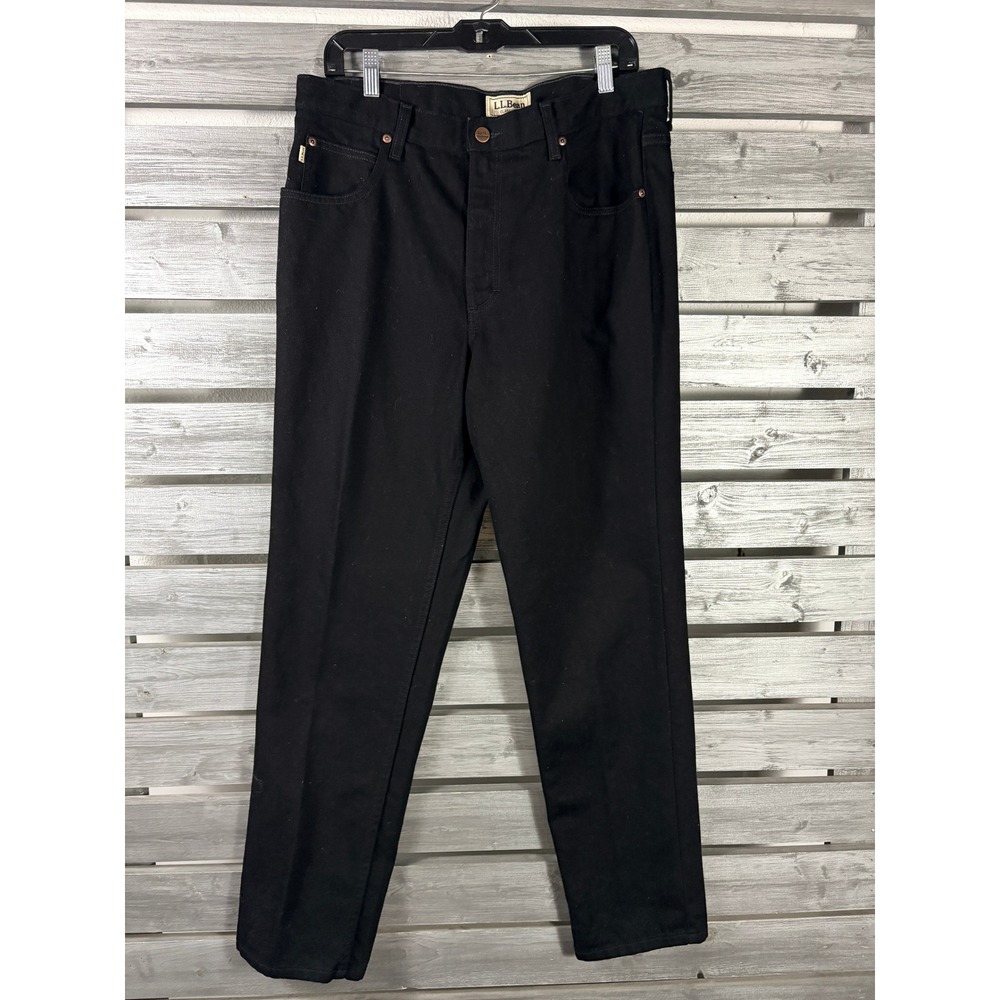 LL Bean Classic Fit Mens Jeans Black Denim Straight Leg 35x32 220626
